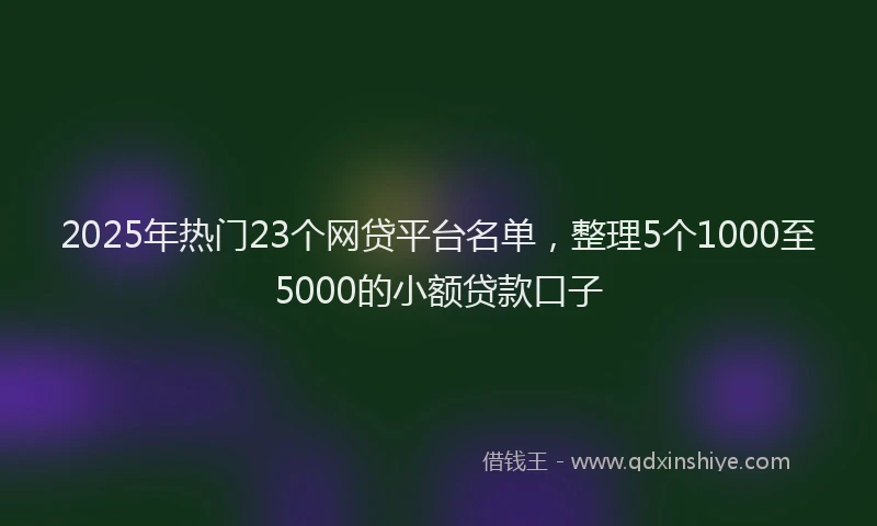 2025年热门23个网贷平台名单，整理5个1000至5000的小额贷款口子