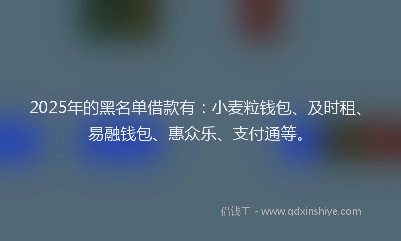 2025年的黑名单借款有：小麦粒钱包、及时租、易融钱包、惠众乐、支付通等。