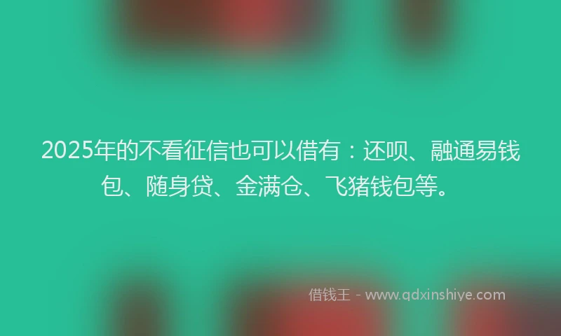 2025年的不看征信也可以借有：还呗、融通易钱包、随身贷、金满仓、飞猪钱包等。