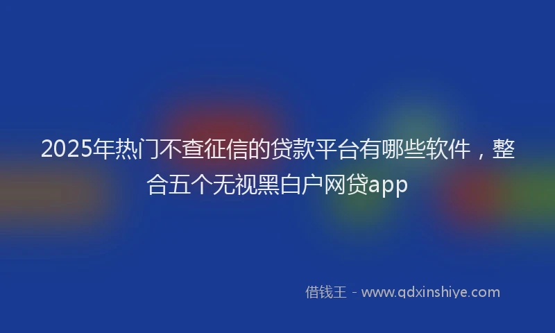 2025年热门不查征信的贷款平台有哪些软件，整合五个无视黑白户网贷app