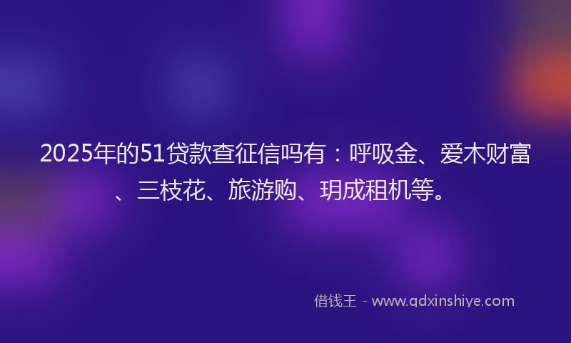 2025年的51贷款查征信吗有：呼吸金、爱木财富、三枝花、旅游购、玥成租机等。