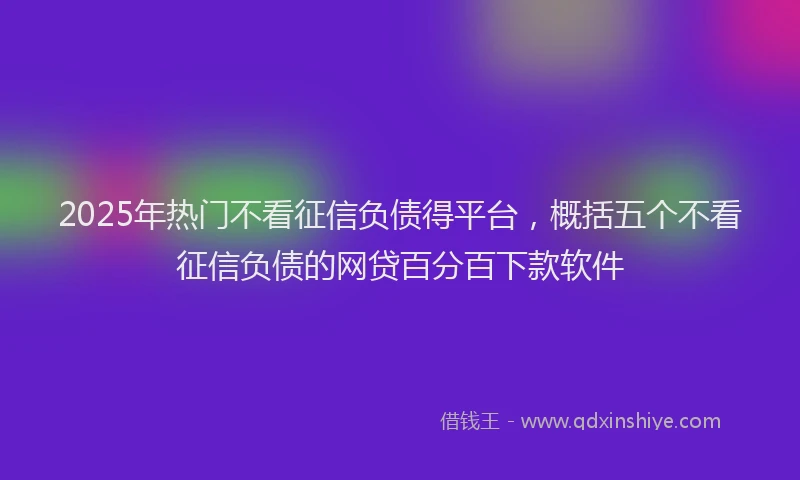 2025年热门不看征信负债得平台，概括五个不看征信负债的网贷百分百下款软件