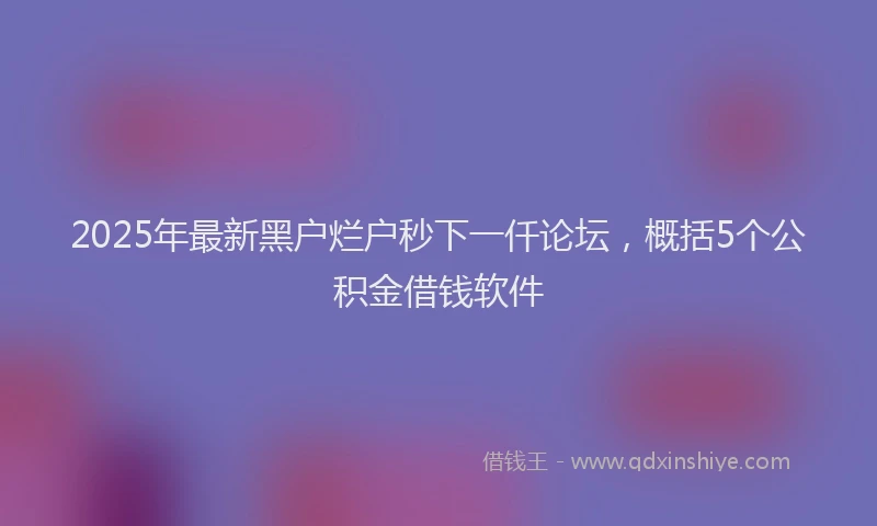 2025年最新黑户烂户秒下一仟论坛，概括5个公积金借钱软件
