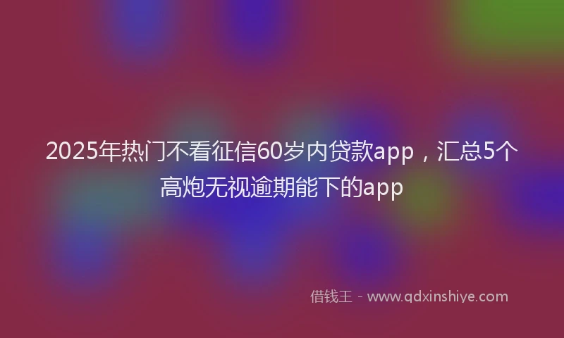 2025年热门不看征信60岁内贷款app，汇总5个高炮无视逾期能下的app