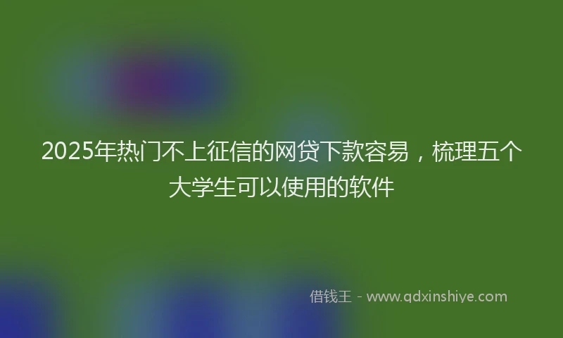 2025年热门不上征信的网贷下款容易，梳理五个大学生可以使用的软件
