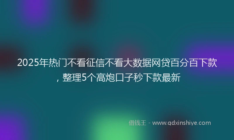 2025年热门不看征信不看大数据网贷百分百下款，整理5个高炮口子秒下款最新