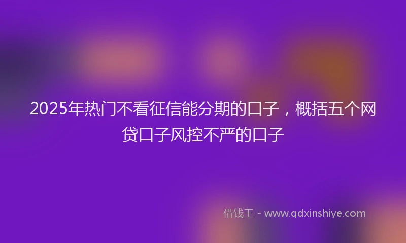 2025年热门不看征信能分期的口子，概括五个网贷口子风控不严的口子