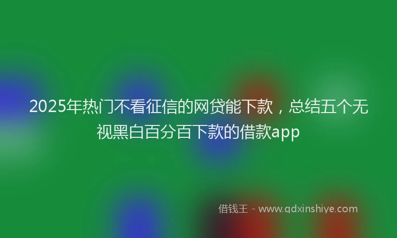 2025年热门不看征信的网贷能下款，总结五个无视黑白百分百下款的借款app