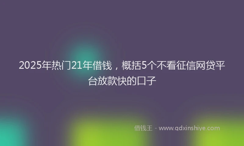 2025年热门21年借钱，概括5个不看征信网贷平台放款快的口子
