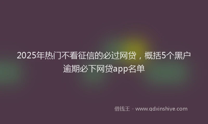 2025年热门不看征信的必过网贷，概括5个黑户逾期必下网贷app名单