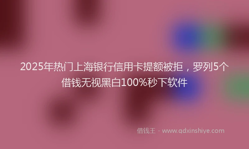 2025年热门上海银行信用卡提额被拒,罗列5个借钱无视黑白100%秒下软件