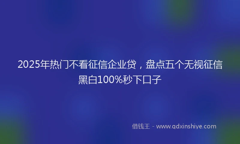 2025年热门不看征信企业贷，盘点五个无视征信黑白100%秒下口子