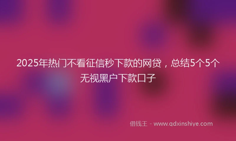 2025年热门不看征信秒下款的网贷，总结5个5个无视黑户下款口子