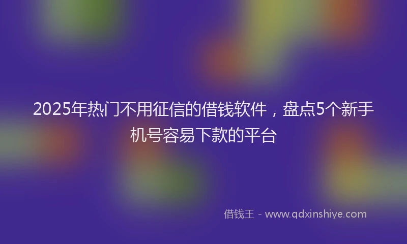 2025年热门不用征信的借钱软件,盘点5个新手机号容易下款的平台