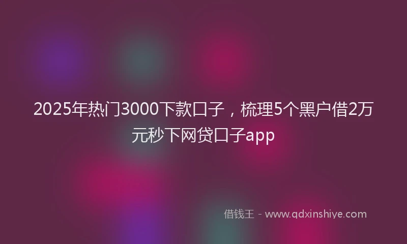 2025年热门3000下款口子，梳理5个黑户借2万元秒下网贷口子app