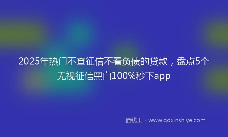 2025年热门不查征信不看负债的贷款，盘点5个无视征信黑白100%秒下app