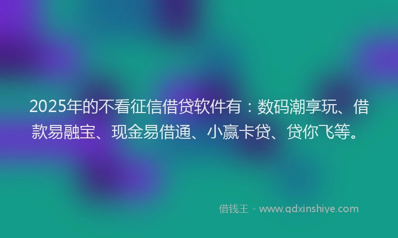 2025年的不看征信借贷软件有：数码潮享玩、借款易融宝、现金易借通、小赢卡贷、贷你飞等。