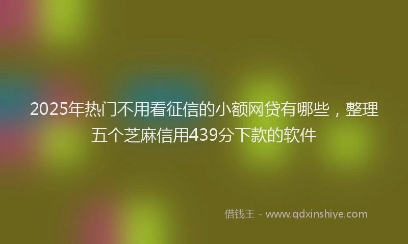 2025年热门不用看征信的小额网贷有哪些，整理五个芝麻信用439分下款的软件