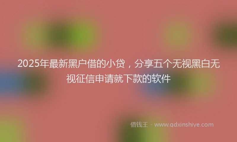 2025年最新黑户借的小贷，分享五个无视黑白无视征信申请就下款的软件