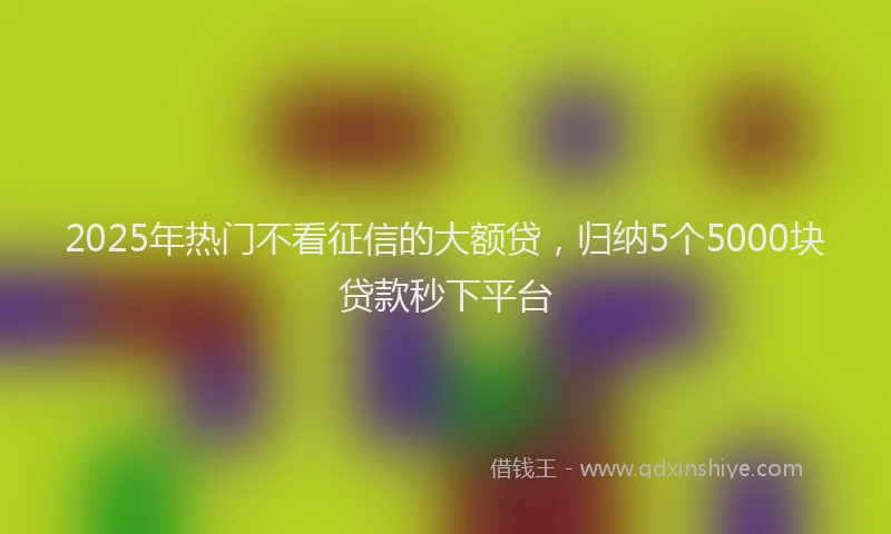 2025年热门不看征信的大额贷，归纳5个5000块贷款秒下平台
