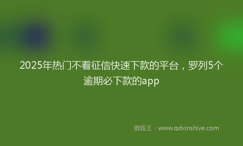 2025年热门不看征信快速下款的平台，罗列5个逾期必下款的app