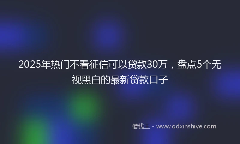 2025年热门不看征信可以贷款30万，盘点5个无视黑白的最新贷款口子