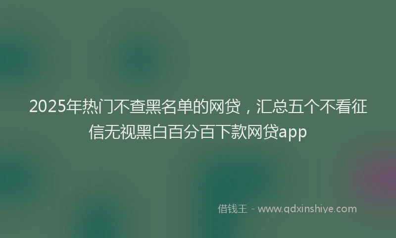 2025年热门不查黑名单的网贷，汇总五个不看征信无视黑白百分百下款网贷app
