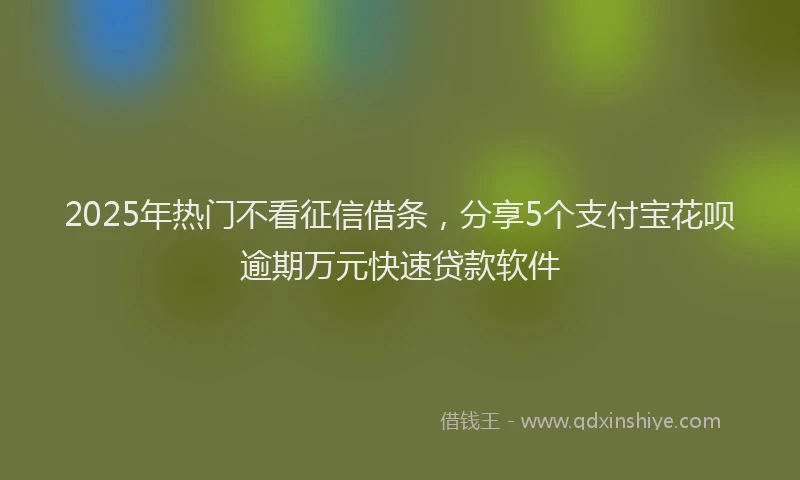 2025年热门不看征信借条，分享5个支付宝花呗逾期万元快速贷款软件