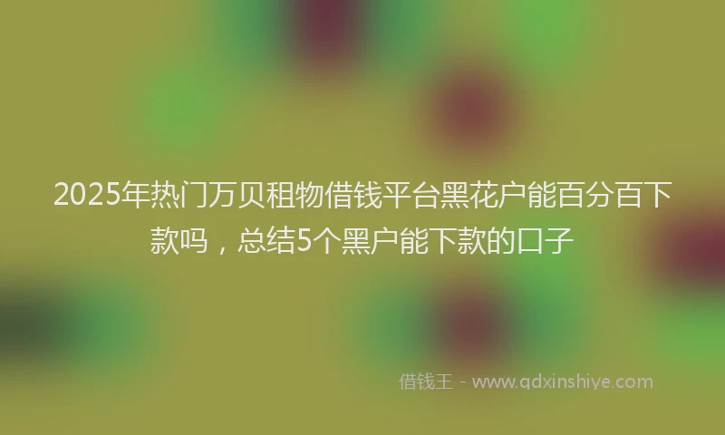 2025年热门万贝租物借钱平台黑花户能百分百下款吗，总结5个黑户能下款的口子