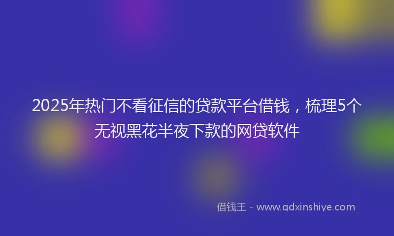 2025年热门不看征信的贷款平台借钱，梳理5个无视黑花半夜下款的网贷软件