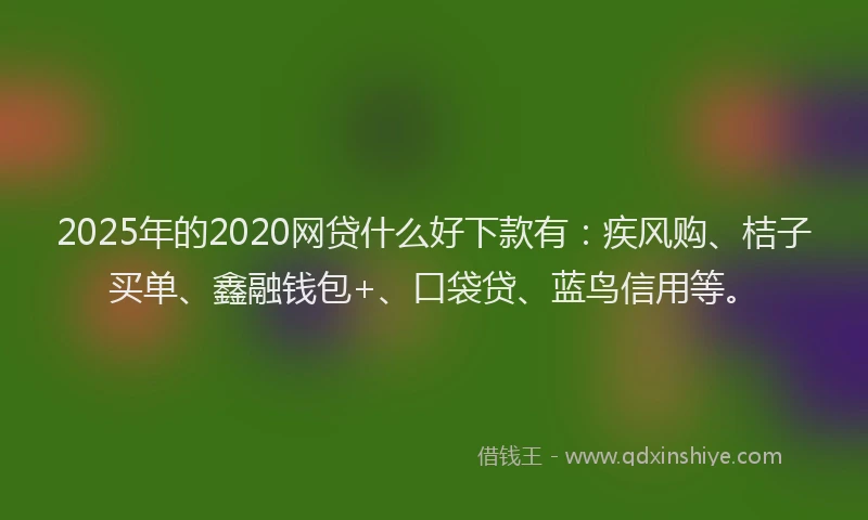 2025年的2020网贷什么好下款有：疾风购、桔子买单、鑫融钱包+、口袋贷、蓝鸟信用等。