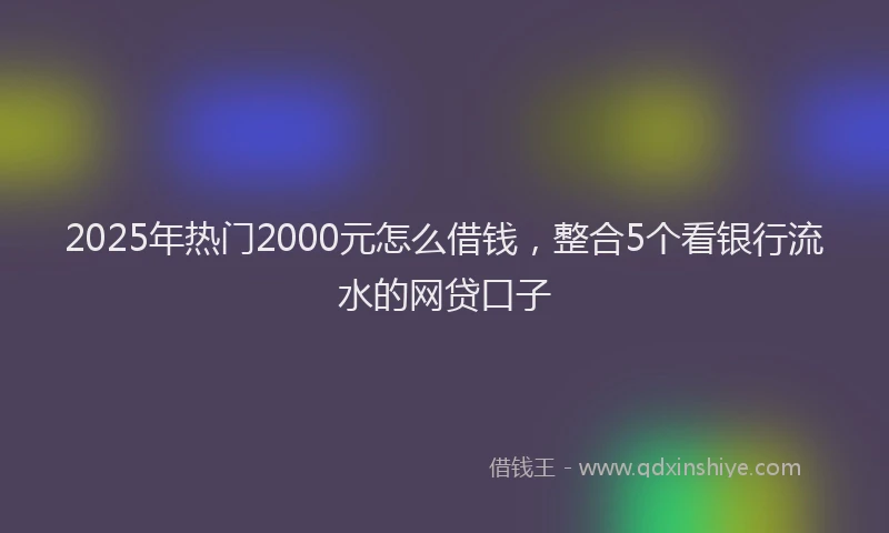 2025年热门2000元怎么借钱，整合5个看银行流水的网贷口子