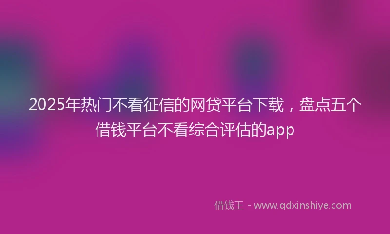 2025年热门不看征信的网贷平台下载，盘点五个借钱平台不看综合评估的app