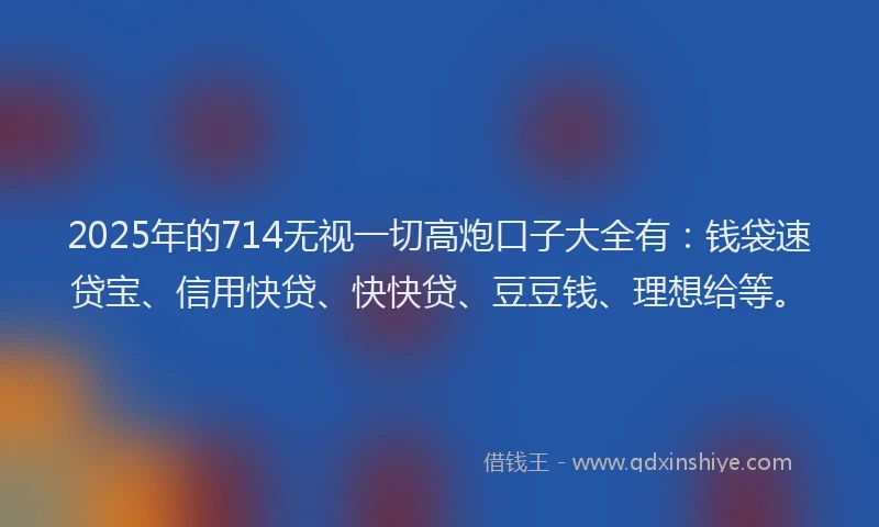 2025年的714无视一切高炮口子大全有：钱袋速贷宝、信用快贷、快快贷、豆豆钱、理想给等。