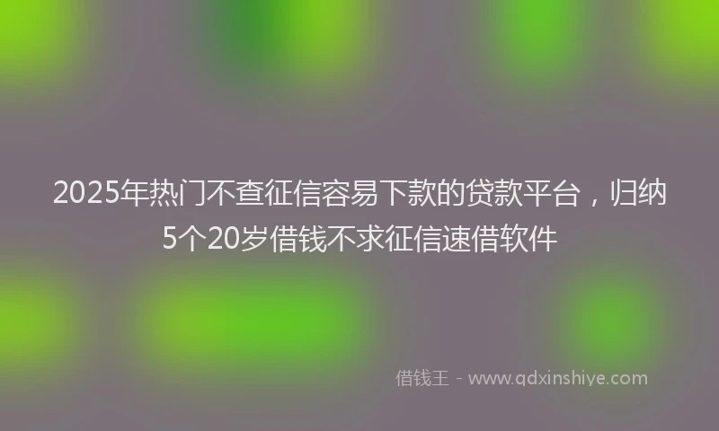 2025年热门不查征信容易下款的贷款平台，归纳5个20岁借钱不求征信速借软件