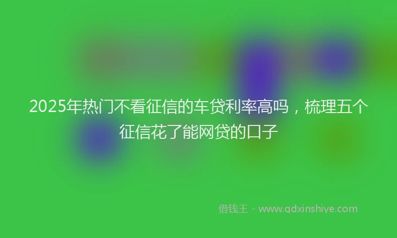 2025年热门不看征信的车贷利率高吗，梳理五个征信花了能网贷的口子