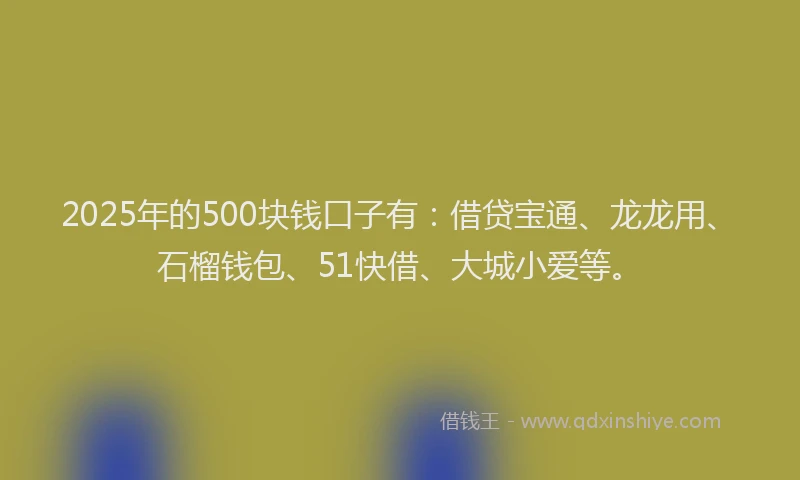 2025年的500块钱口子有：借贷宝通、龙龙用、石榴钱包、51快借、大城小爱等。