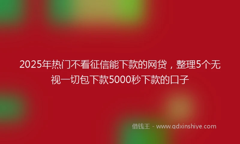 2025年热门不看征信能下款的网贷，整理5个无视一切包下款5000秒下款的口子