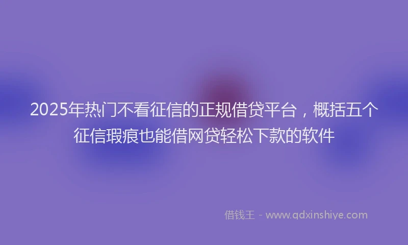 2025年热门不看征信的正规借贷平台，概括五个征信瑕疵也能借网贷轻松下款的软件