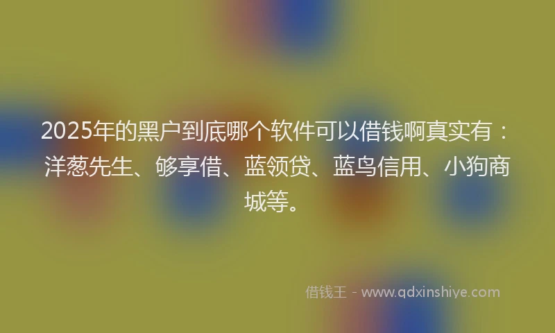 2025年的黑户到底哪个软件可以借钱啊真实有：洋葱先生、够享借、蓝领贷、蓝鸟信用、小狗商城等。