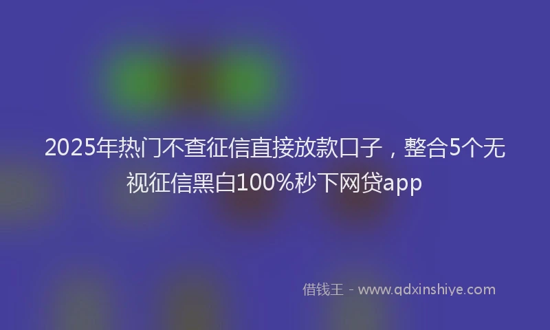 2025年热门不查征信直接放款口子，整合5个无视征信黑白100%秒下网贷app