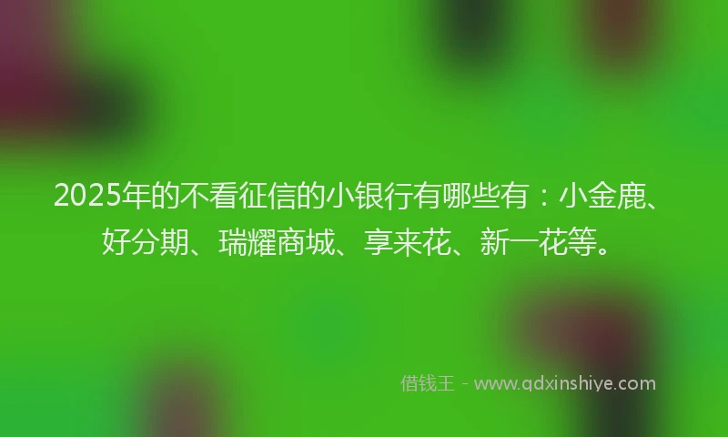 2025年的不看征信的小银行有哪些有：小金鹿、好分期、瑞耀商城、享来花、新一花等。