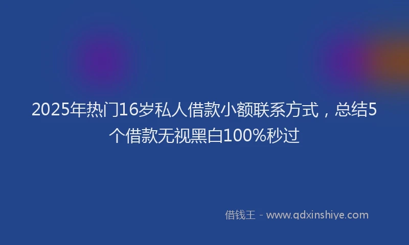 2025年热门16岁私人借款小额联系方式，总结5个借款无视黑白100%秒过