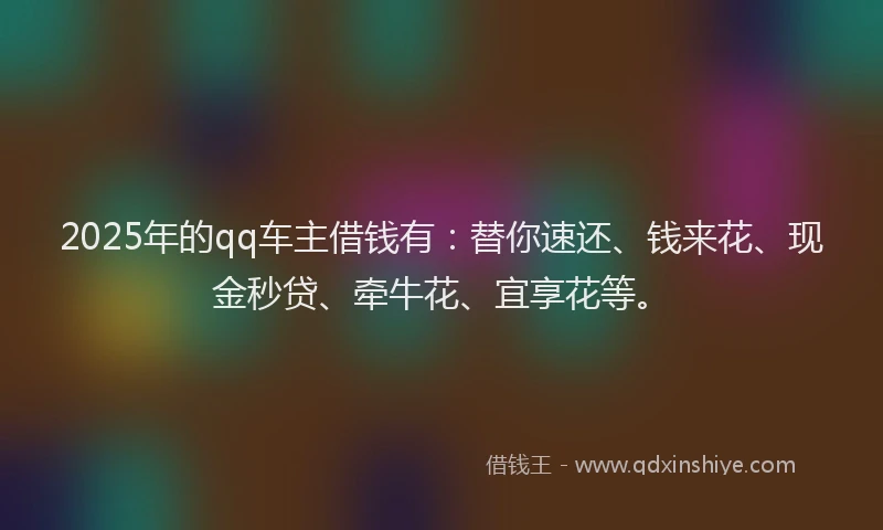 2025年的qq车主借钱有：替你速还、钱来花、现金秒贷、牵牛花、宜享花等。