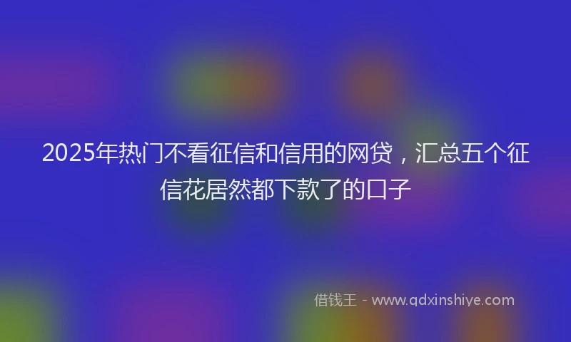 2025年热门不看征信和信用的网贷，汇总五个征信花居然都下款了的口子