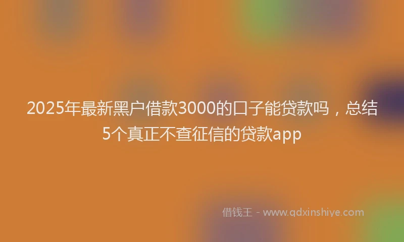 2025年最新黑户借款3000的口子能贷款吗，总结5个真正不查征信的贷款app