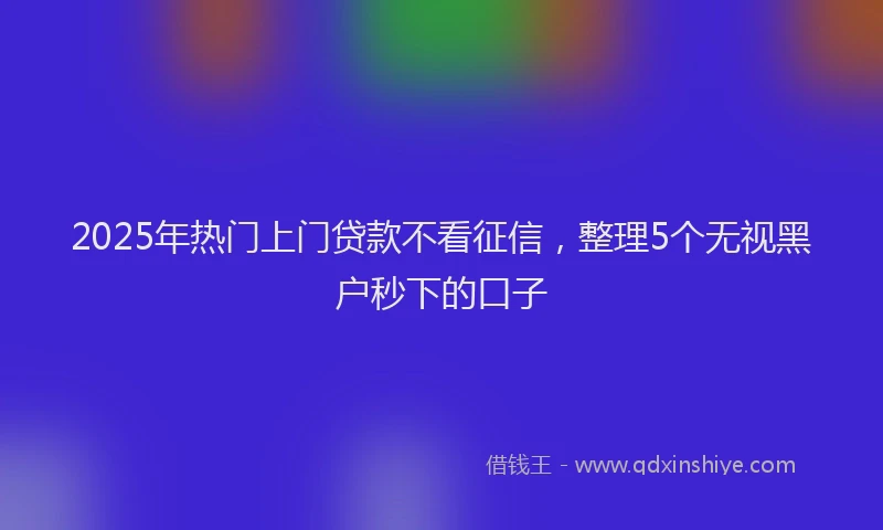 2025年热门上门贷款不看征信，整理5个无视黑户秒下的口子