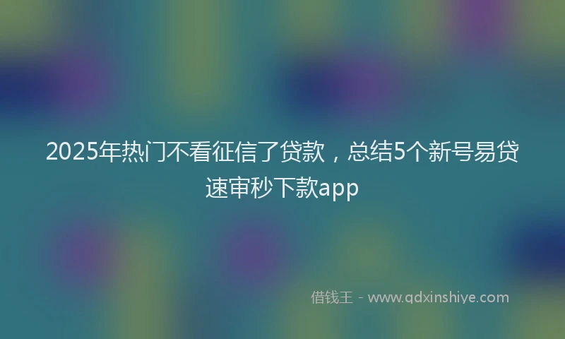 2025年热门不看征信了贷款，总结5个新号易贷速审秒下款app