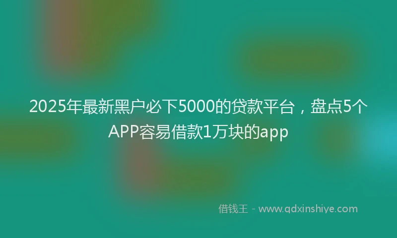 2025年最新黑户必下5000的贷款平台，盘点5个APP容易借款1万块的app