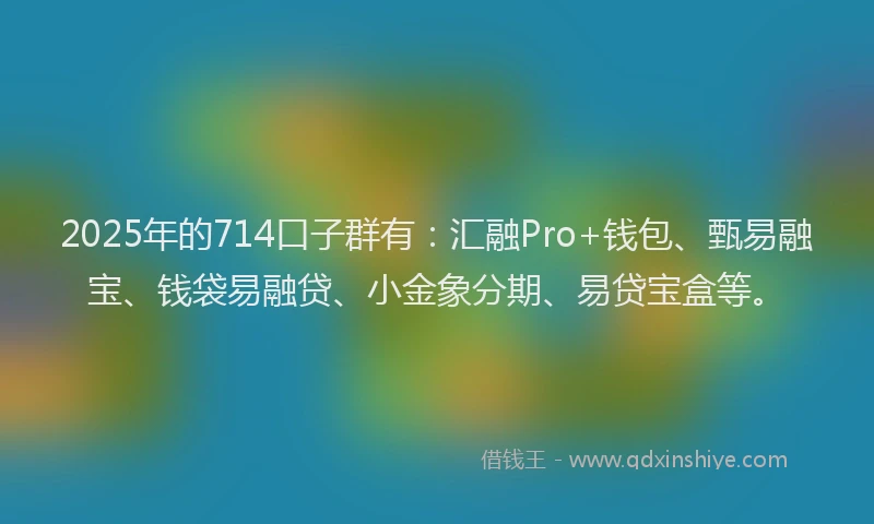 2025年的714口子群有：汇融Pro+钱包、甄易融宝、钱袋易融贷、小金象分期、易贷宝盒等。
